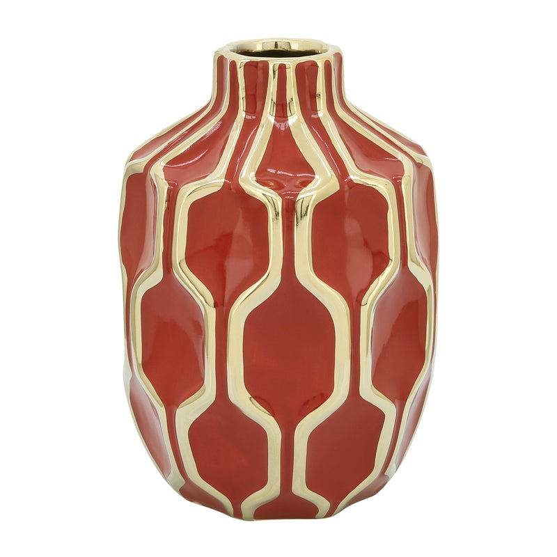 Cer Vase 8", Red/gold image