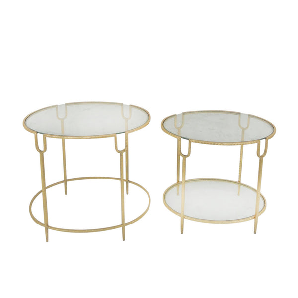 S/2 Round Gold Accent Tables, Glass Top image