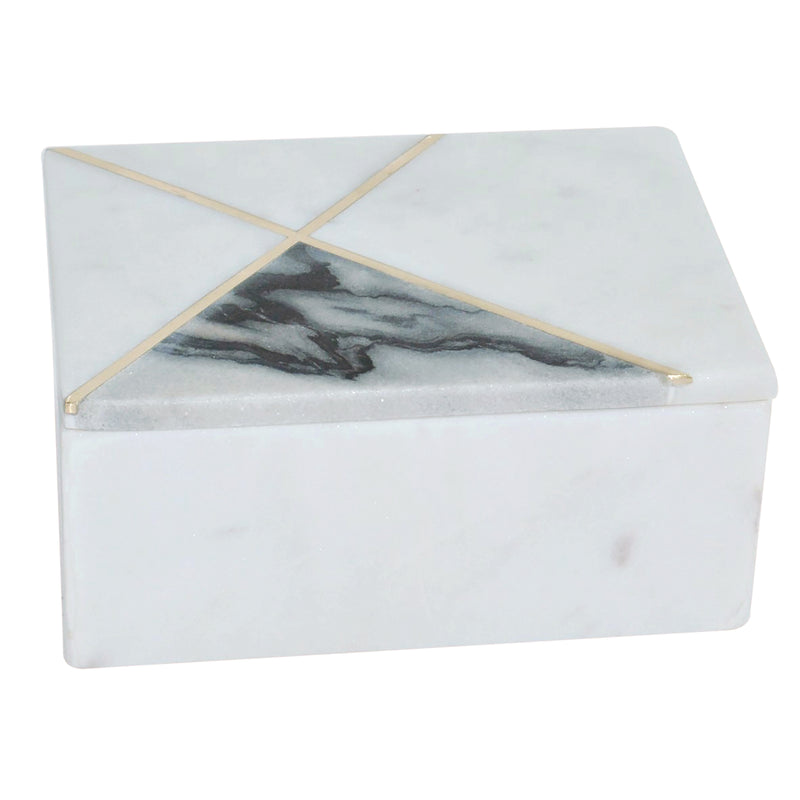 Marble, 7x5 Rectangular Box Brass Inlay,