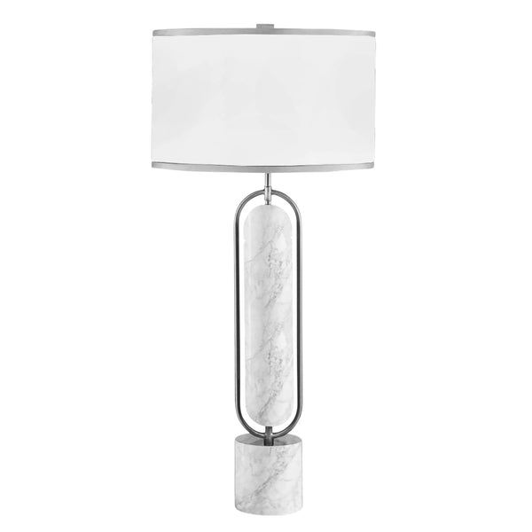 Metal/marble 30" Table Lamp, Silver/white image