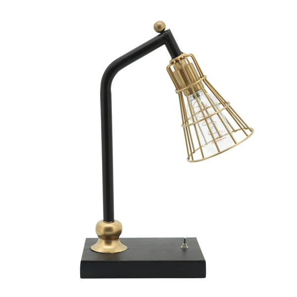 Industrial Metal Table Led Lamp, Black W/ Gold image