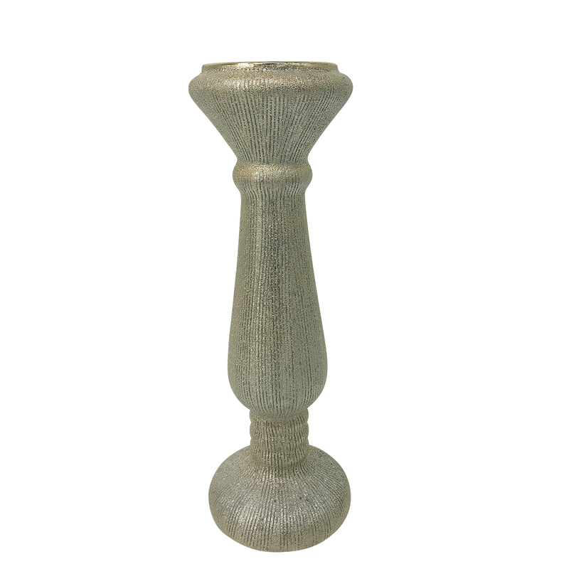 Cer, 12"h Candle Holder, Scratched, Champagne image