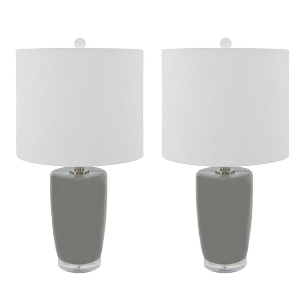 S/2 Ceramic 25" Table Lamps, Gray image