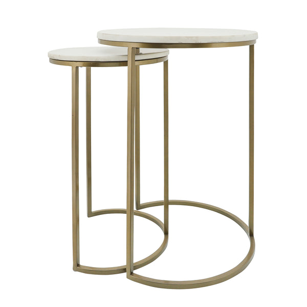 Metal/marble, S/2  21/23"h Side Tables, Gld/wht image