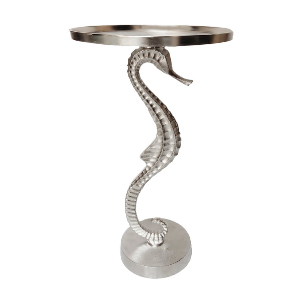Metal, 24" Seahorse Side Table, Silver Kd image