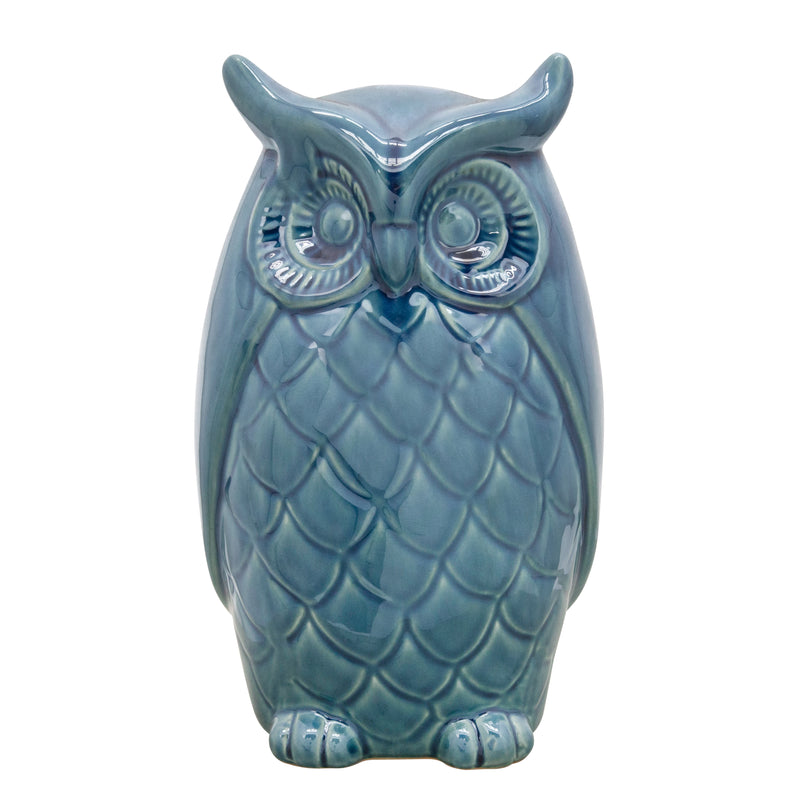 10" Owl Decor, Blue image