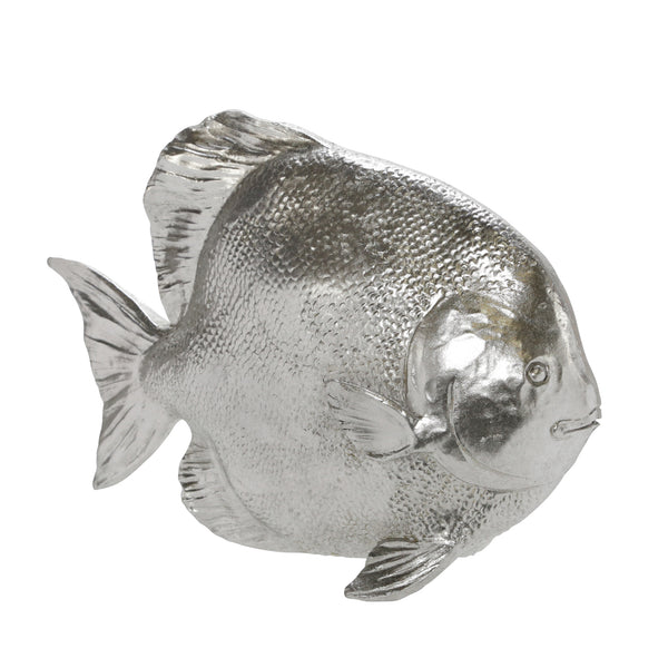 Polyresin 10"l  Fish Figurine, Silver image