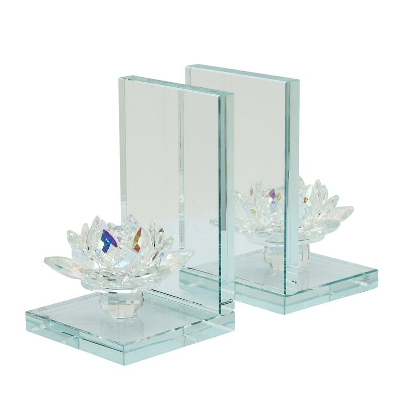 S/2 Crystal Lotus Bookends, Rainbow image