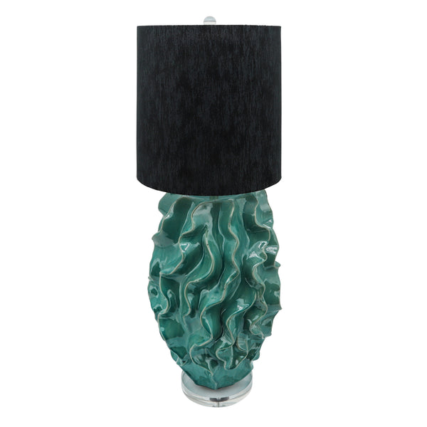 Ceramic 36.25" Ruffle Table Lamp, Green image