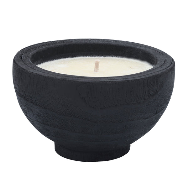 Wood 6" Bowl Candle, Black 9oz image