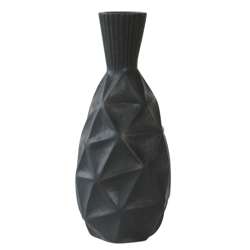 16"h Textured Olpe Vase, Black image