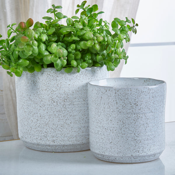 S/2 Ceramic 7/5" Planters, White Speckle image