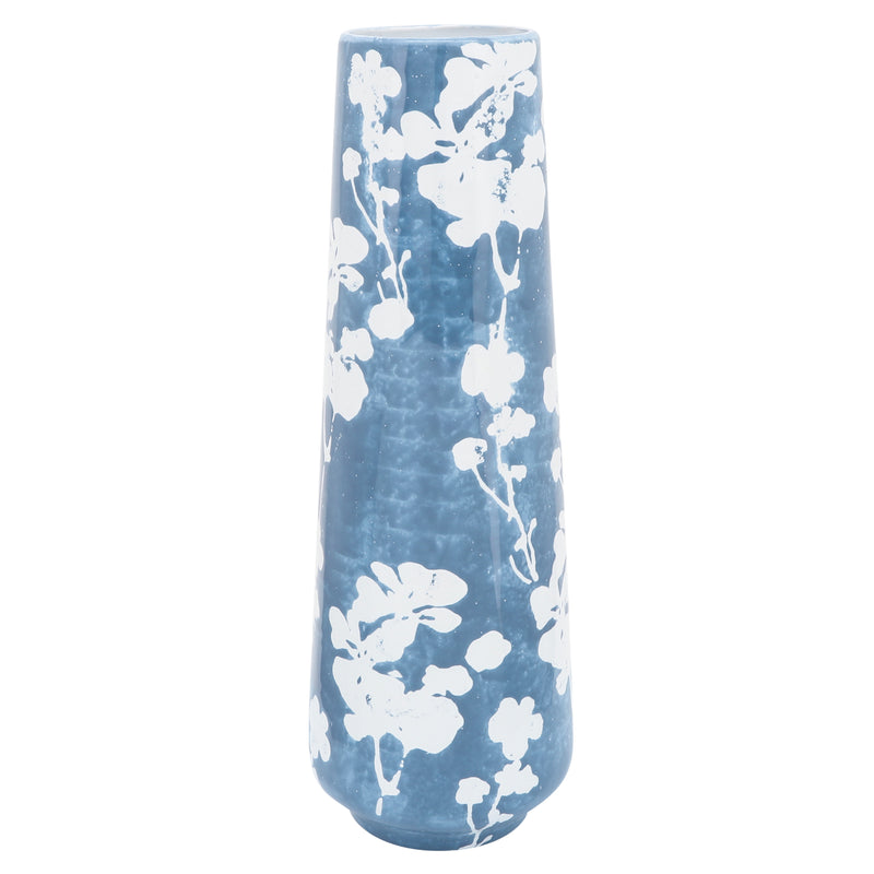 Cer 19" Floral Vase, Skyblu/white image