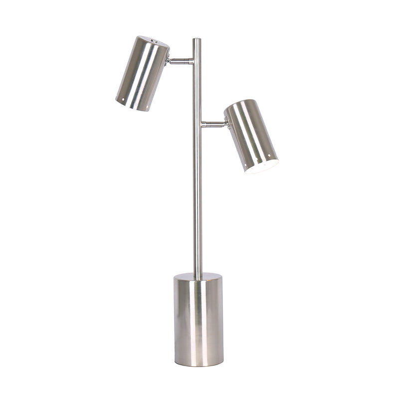 Metal 26" 2 Light Table Lamp, Silver - Kd image