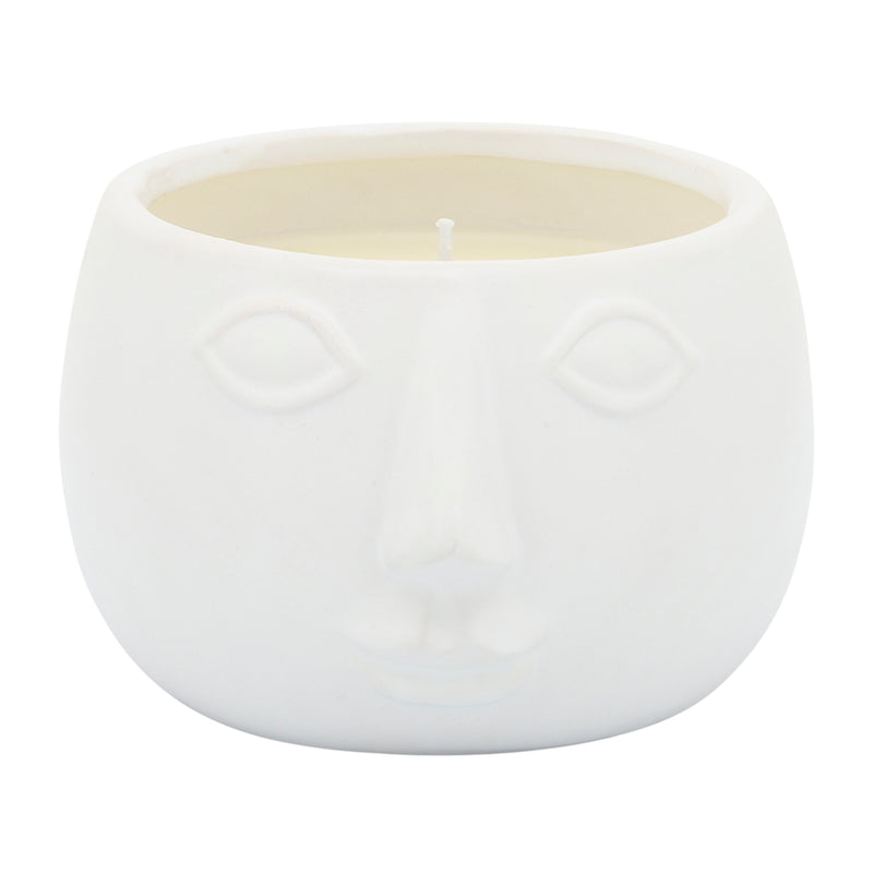 5" Citronella Face Candle, White 10oz image