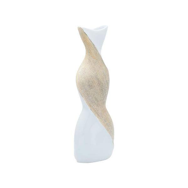 16" Twisted Vase, White/gold image