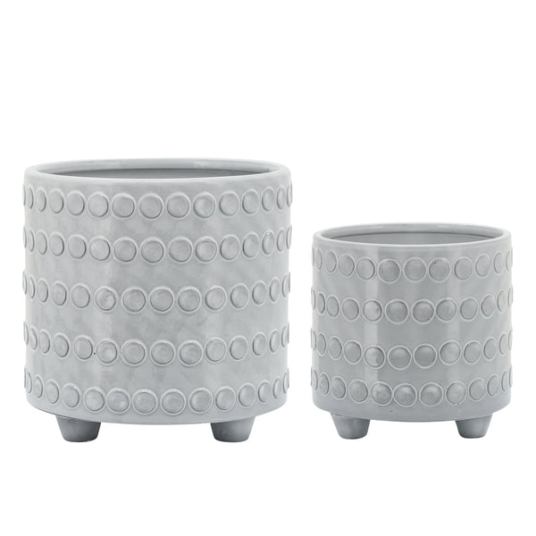 S/2 Dotted Footed Planters 6/8", White image