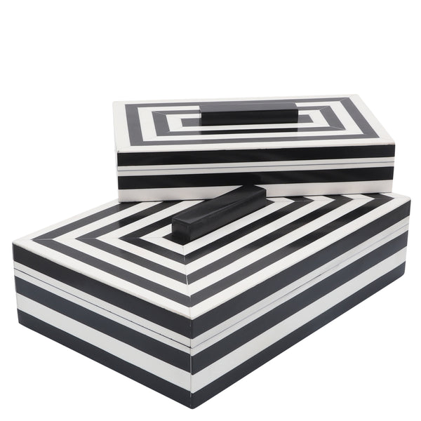 Resin S/2 Stripe Boxes, Black/white image