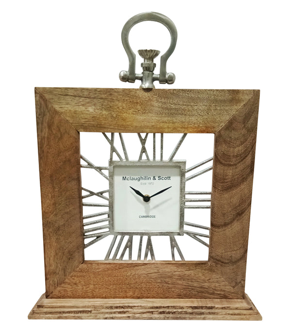 13x16" Mango Wood Table Clock, Natural image