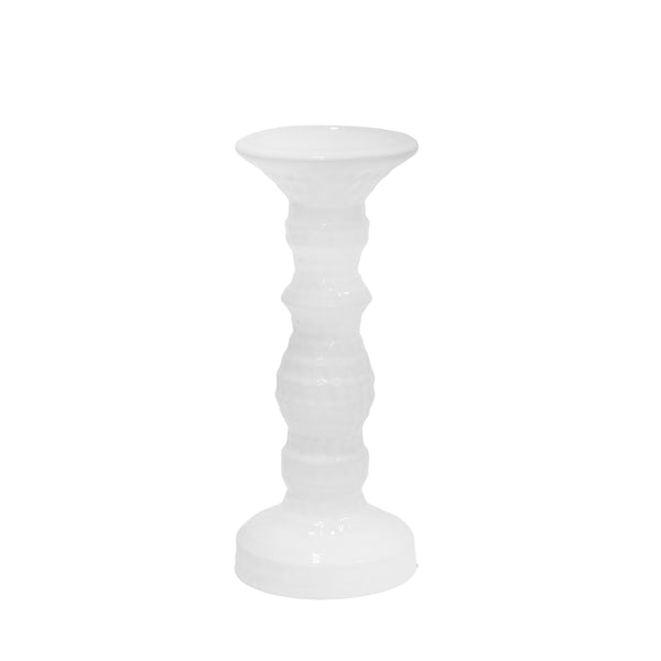 Dimpled White Candle Holder 9.75" image
