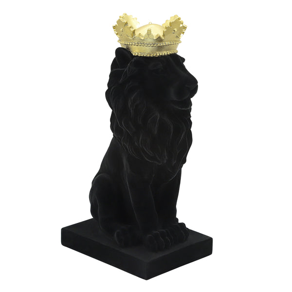 Res, 14" Lion Flocked Flower Crown, Black image