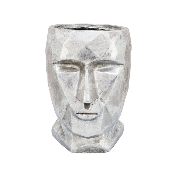 Resin, 13"h  Face Vase, Silver image