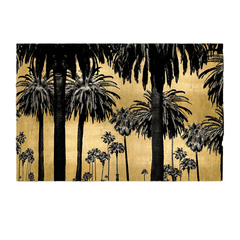 71x47 Palm Trees Metallic Tempered Glass Art, Blac image