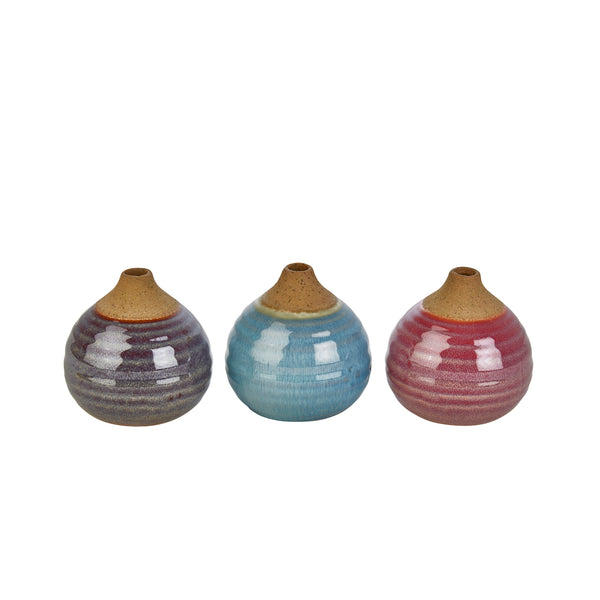 S/3 Glazed Bud Vases, Purple/blue/pink image