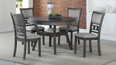 GIA ROUND DINING 5PC TABLE SET GRAY