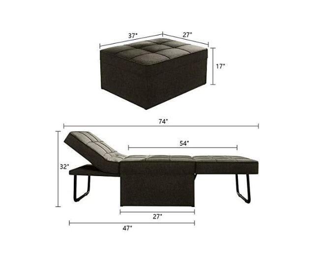 Convertible Chair 4 in 1 Multi-Function Folding Ottoman
