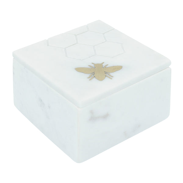5x5 Marble Box W/ Bee Accent White image