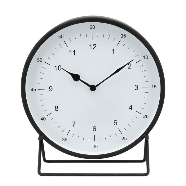 Metal, 13"h Round Table Clock, Black image