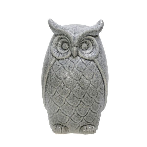 Ceramic 10" Owl Figurine, Gray image