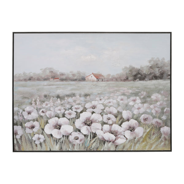 36x48 Hand Painted Flowres Farm - Framed image