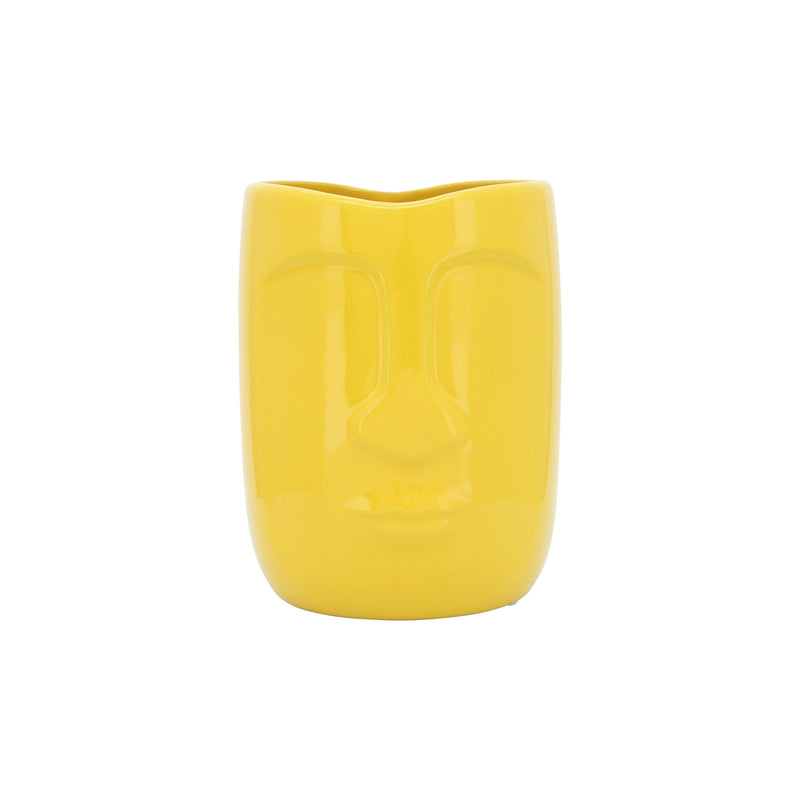 Cer 6" Face Vase, Yellow image