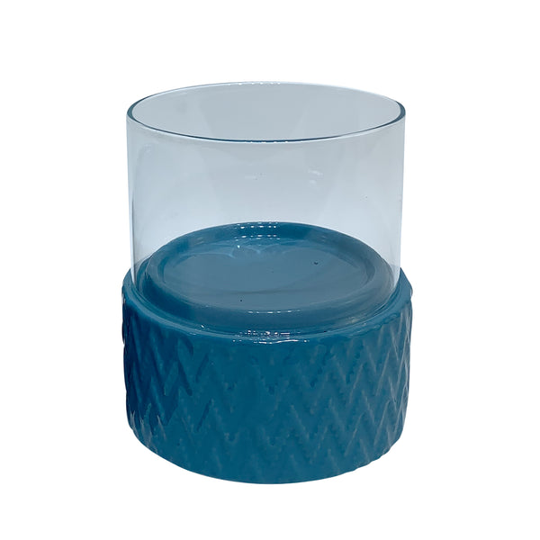 Turq Ceramic /glass 5" Pillar Holder, Chevron image