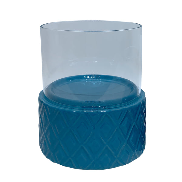 Turq Ceramic /glass 6" Pillar Holder, Diamond image