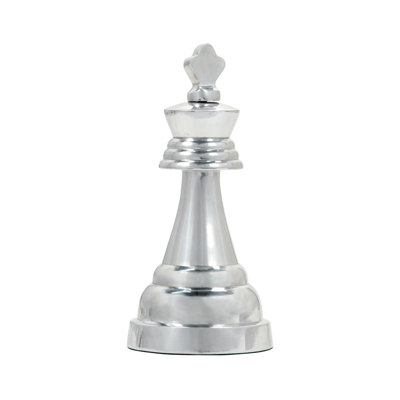 9"h Metal King Chess Piece, Silver image