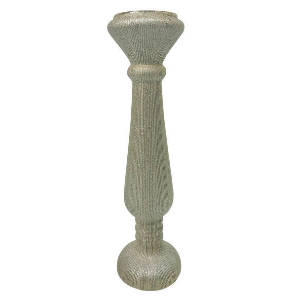 Cer, 15"h Candle Holder, Scratched, Champagne image