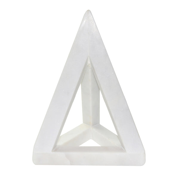 Marble 9" Triangle Table Accent, White image
