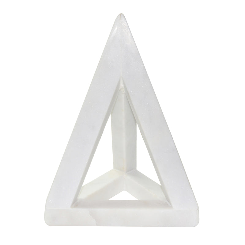 Marble 9" Triangle Table Accent, White image