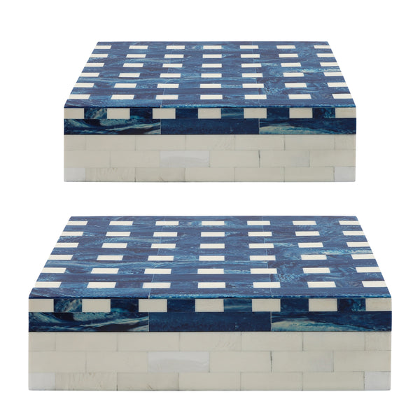 Resin S/2 Plaid Boxes, Blue image