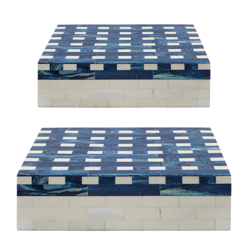 Resin S/2 Plaid Boxes, Blue image
