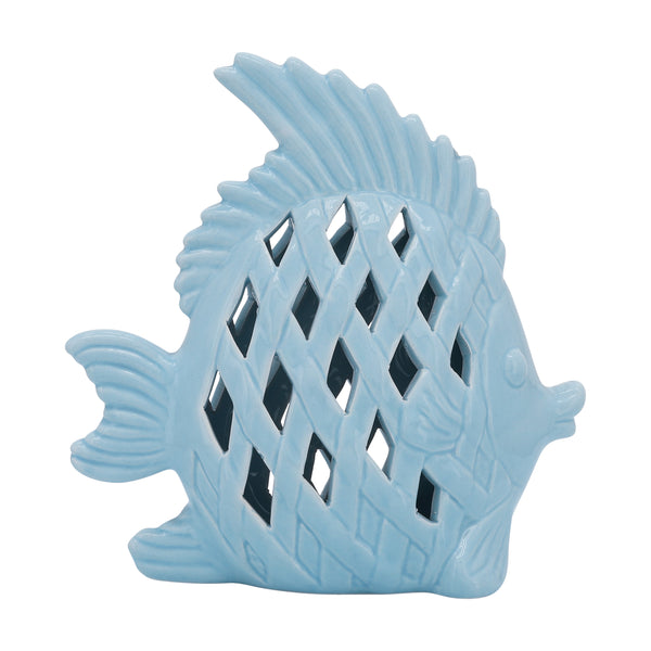 Porcelain, 10" Cut-out Fish, Blue image