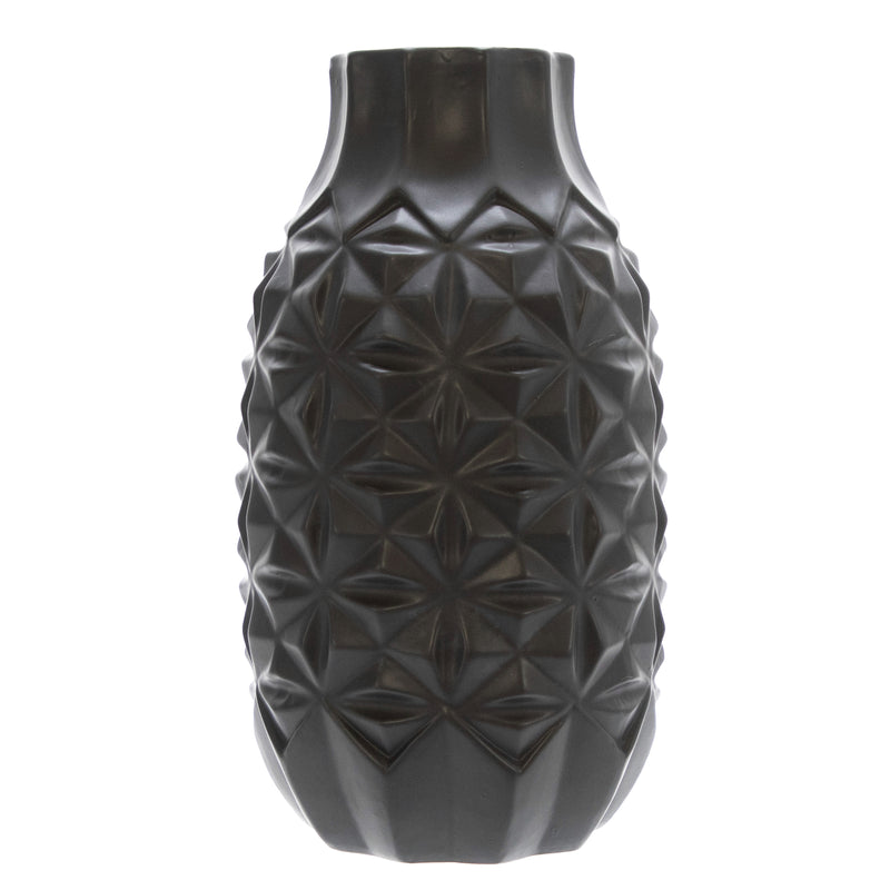Ceramic 12" Geo Vase, Black image