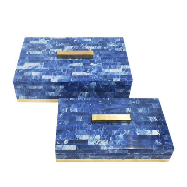 Resin, S/2 10/12"  Boxes, Blue image