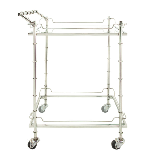 Two Tier 30"h Rolling Bar Cart, Silver image