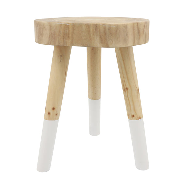 Wooden 24" Accent Table W/ Dipped Legs,  Tan/wht image