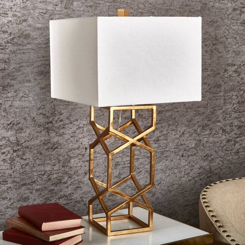 Metal 28" X-design Table Lamp,gold image
