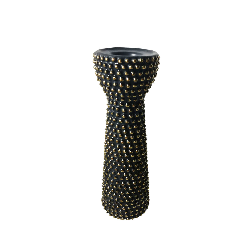 Ceramic 12" Spike Candle Holder Black/gold image